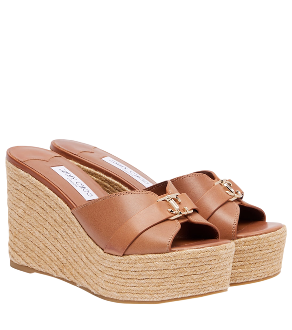 Jimmy Choo Leda 100 leather platform wedge sandals