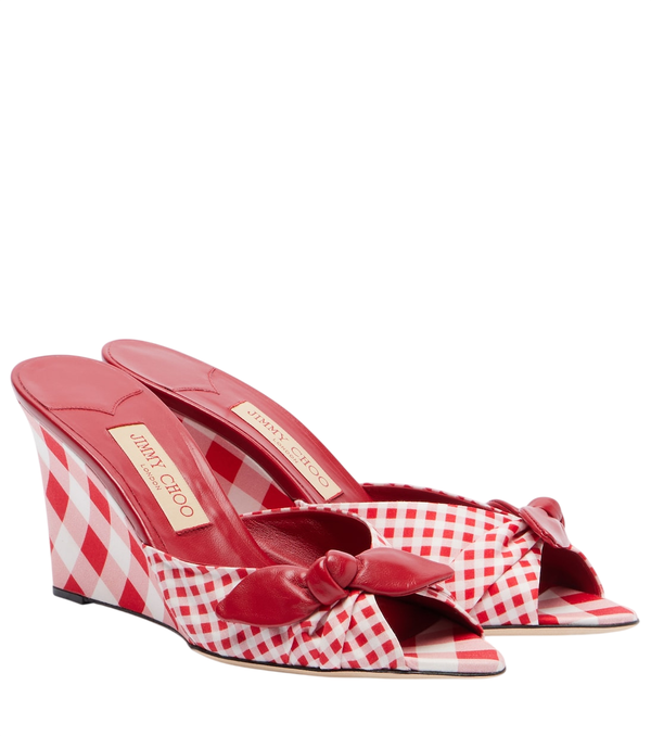 Jimmy Choo Livi checked wedge mules