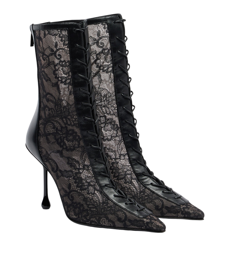 Jimmy Choo Scarlett leather-trimmed lace ankle boots
