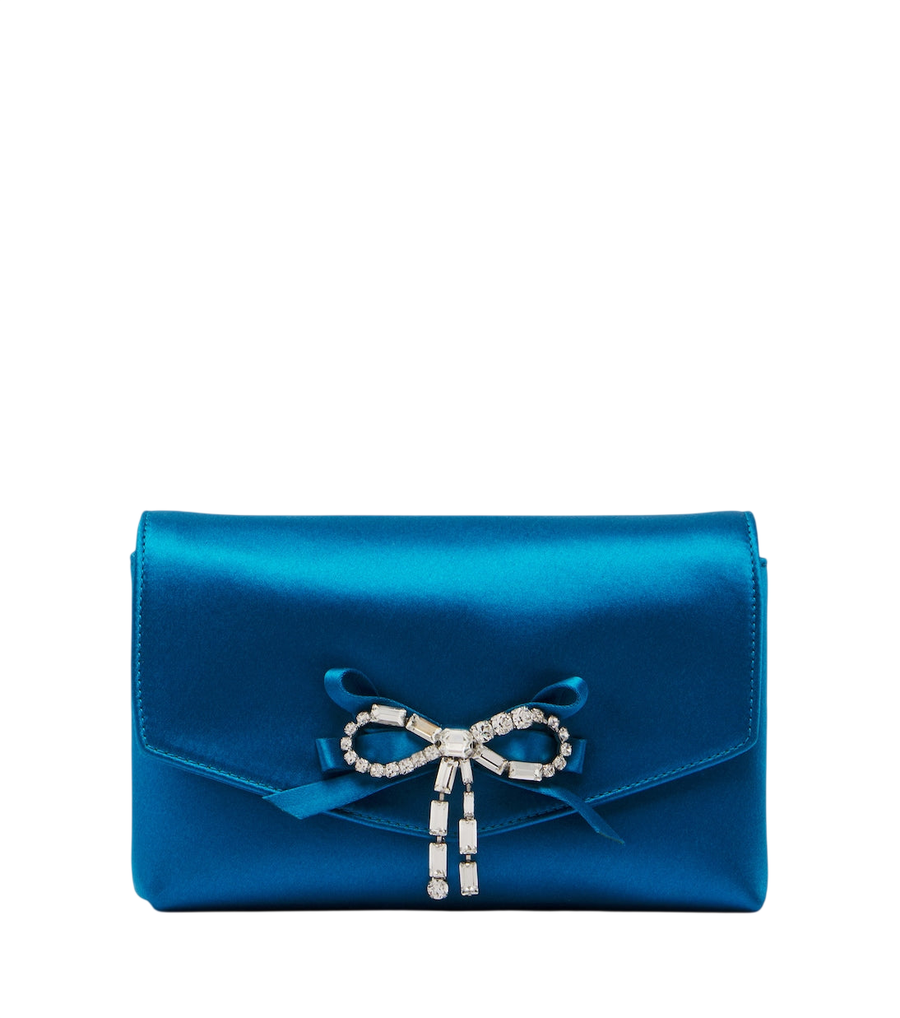 Jimmy Choo Soft Bow Mini embellished satin clutch