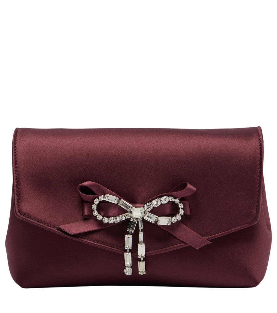 Minibolso de mano de satén con adornos Soft Bow de Jimmy Choo