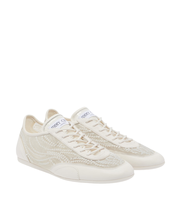 Jimmy Choo Sunny suede-trimmed embellished sneakers