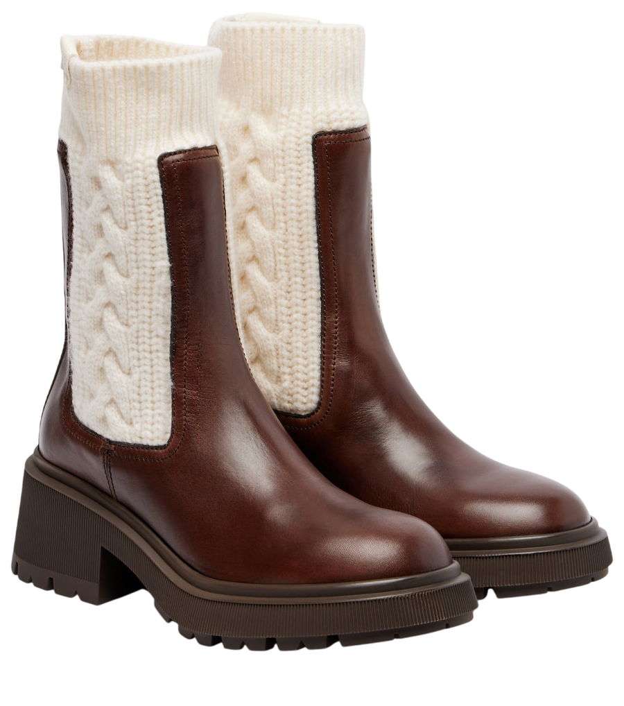 Jimmy Choo Tamia cable-knit leather ankle boots