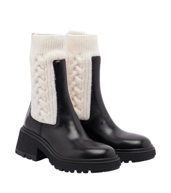 Jimmy Choo Tamia cable-knit leather ankle boots