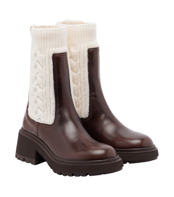Jimmy Choo Tamia cable-knit leather ankle boots