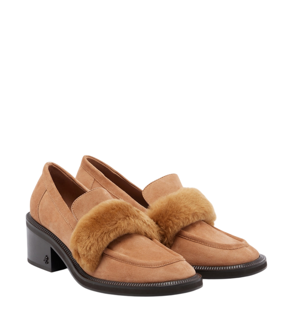 Jimmy Choo Tylor shearling-trimmed suede loafer pumps