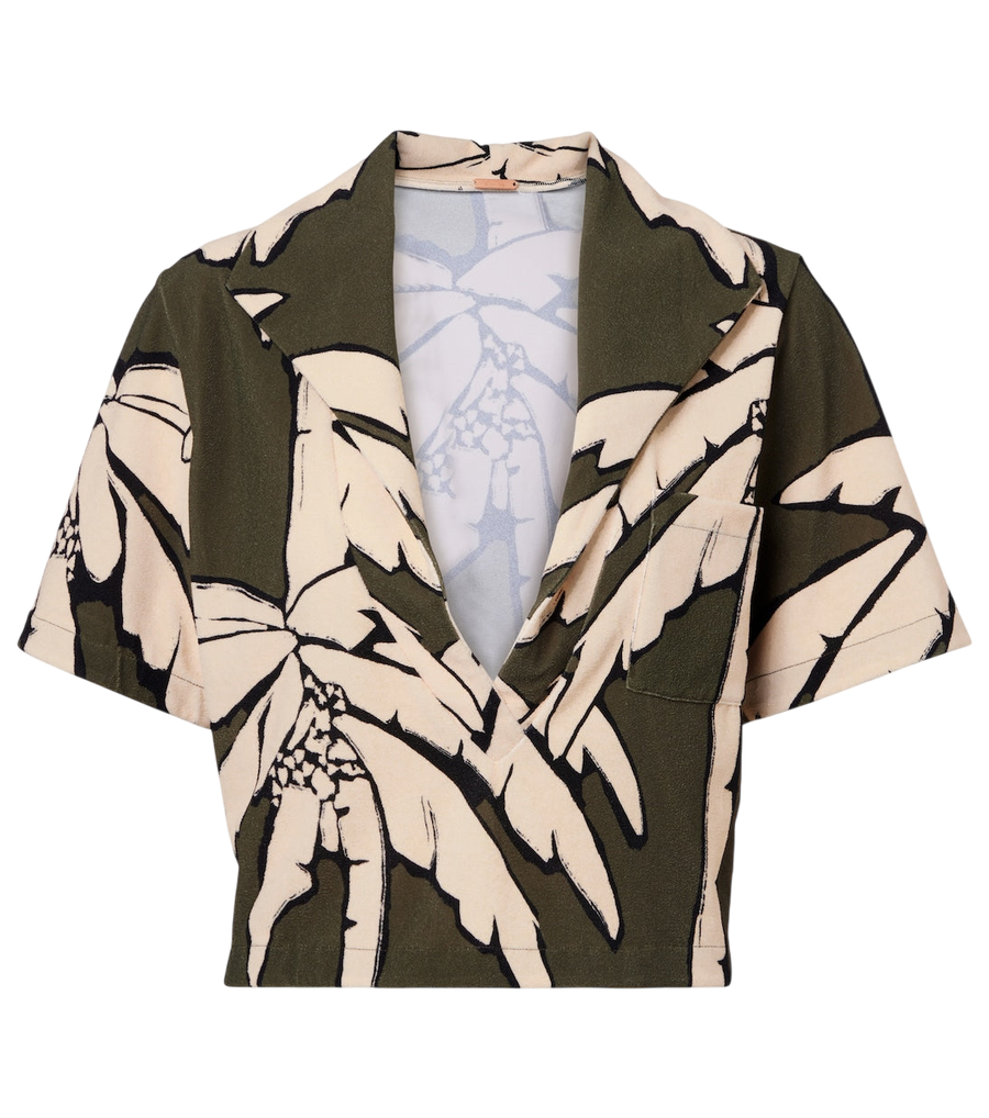 Johanna Ortiz Cropped printed terry shirt