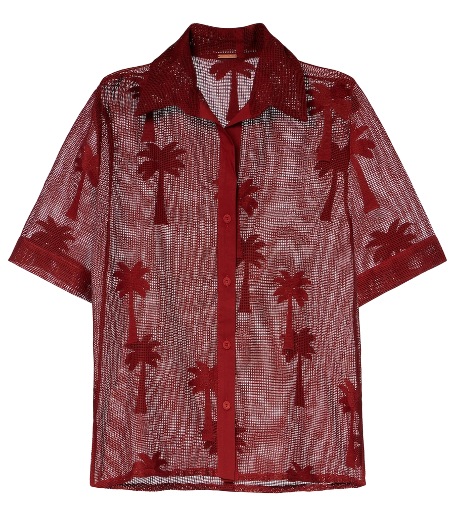Camisa de malla de mezcla de algodón bordada de Johanna Ortiz