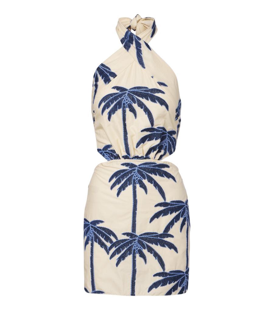 Minivestido de mezcla de algodón bordado de Johanna Ortiz