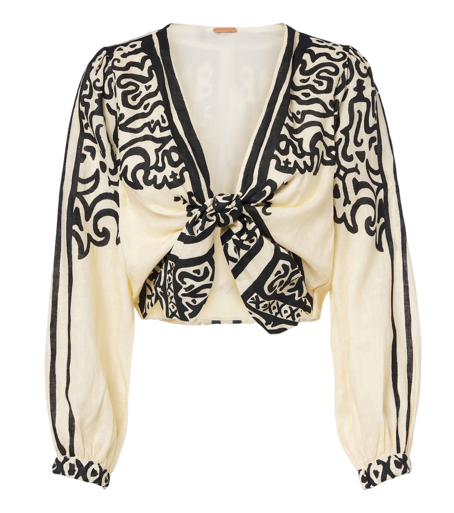 Top de lino estampado Gentle Burn de Johanna Ortiz