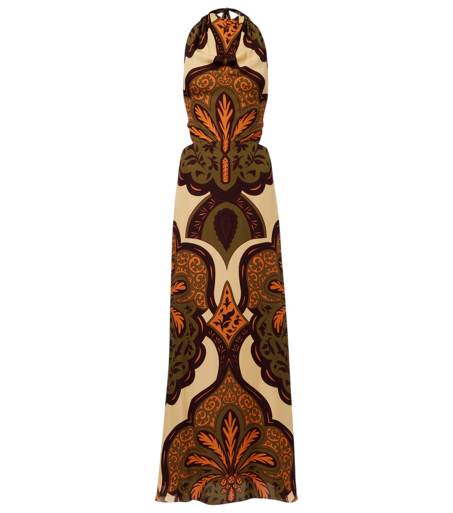 Johanna Ortiz Halterneck printed silk maxi dress