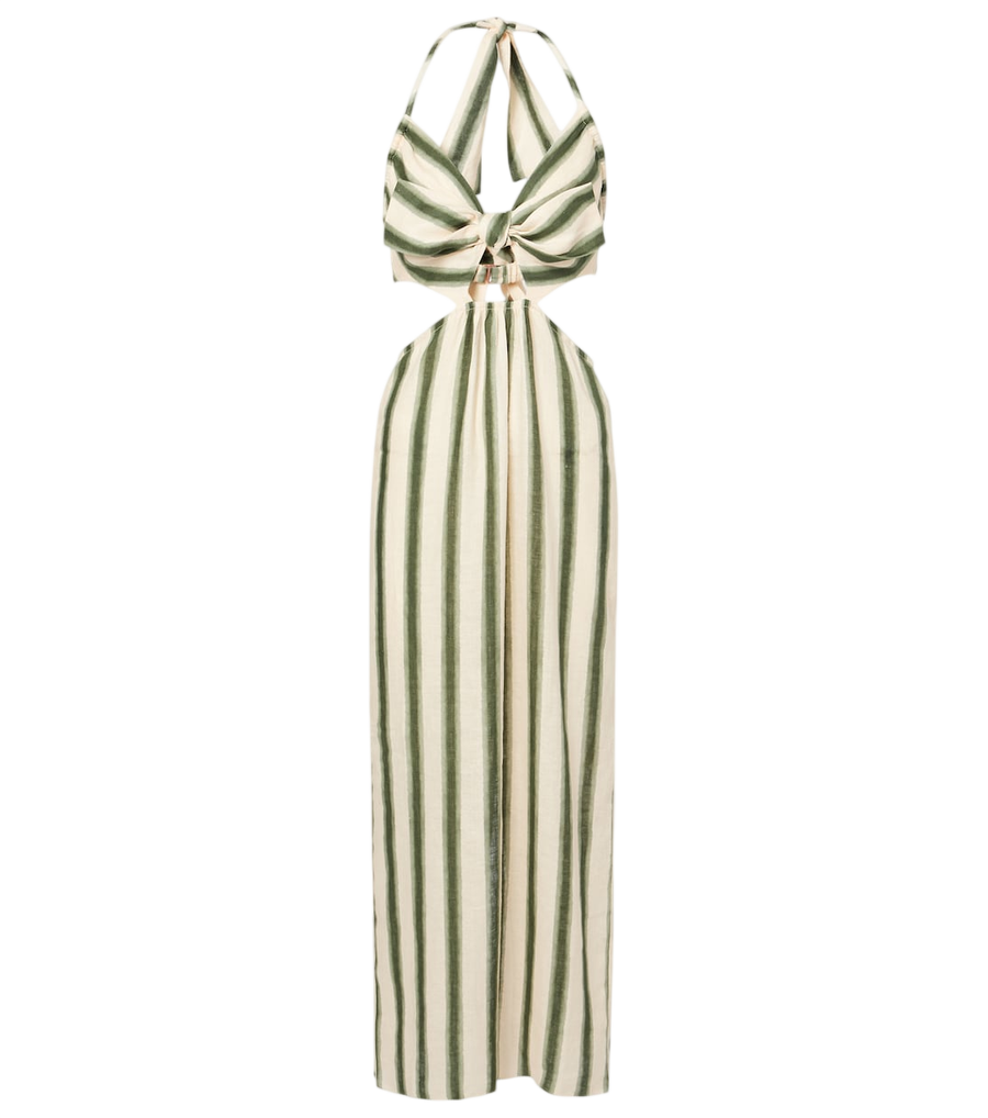 Johanna Ortiz Los Siete Mares striped cutout midi dress