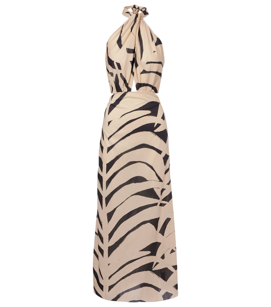 Johanna Ortiz Printed cutout halterneck cotton maxi dress