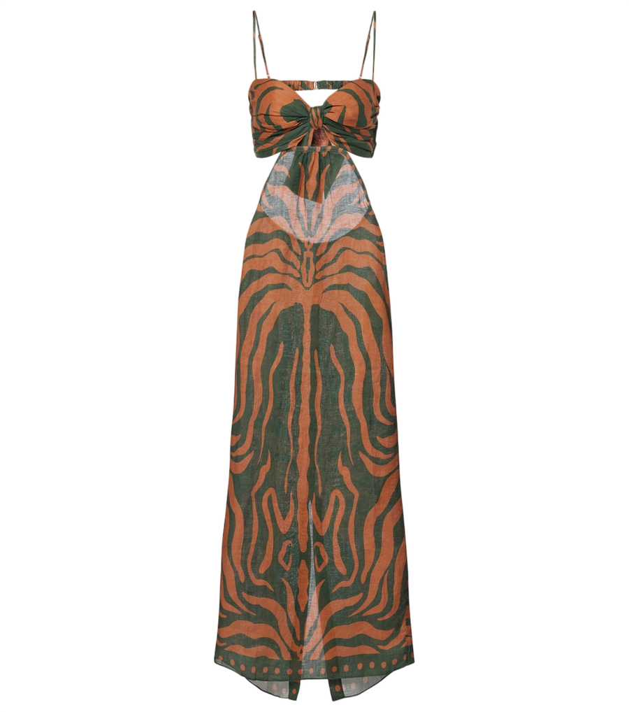 Johanna Ortiz Printed cutout linen maxi dress