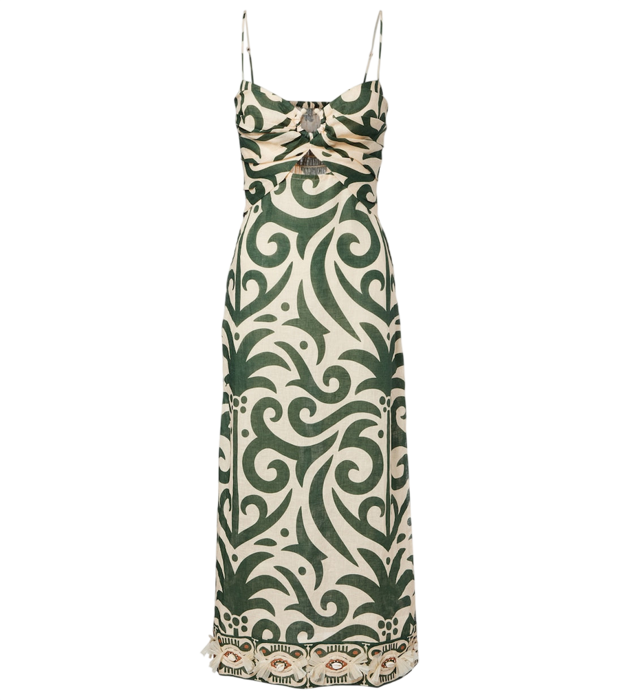 Johanna Ortiz Printed linen midi dress