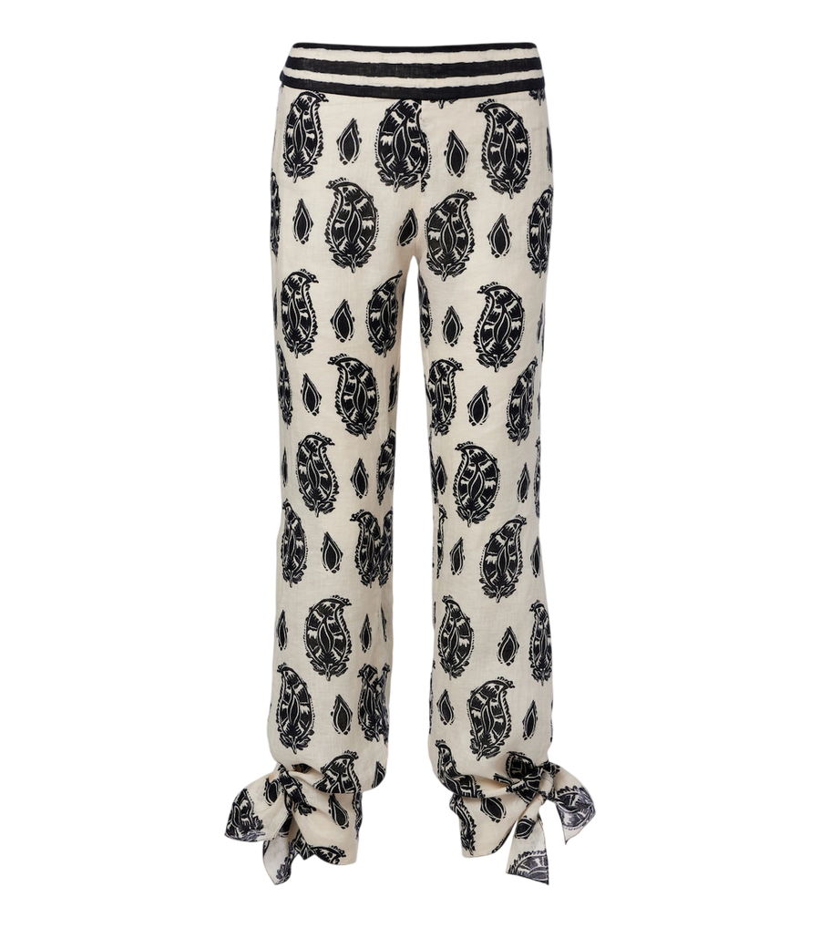 Johanna Ortiz Printed linen wide-leg pants