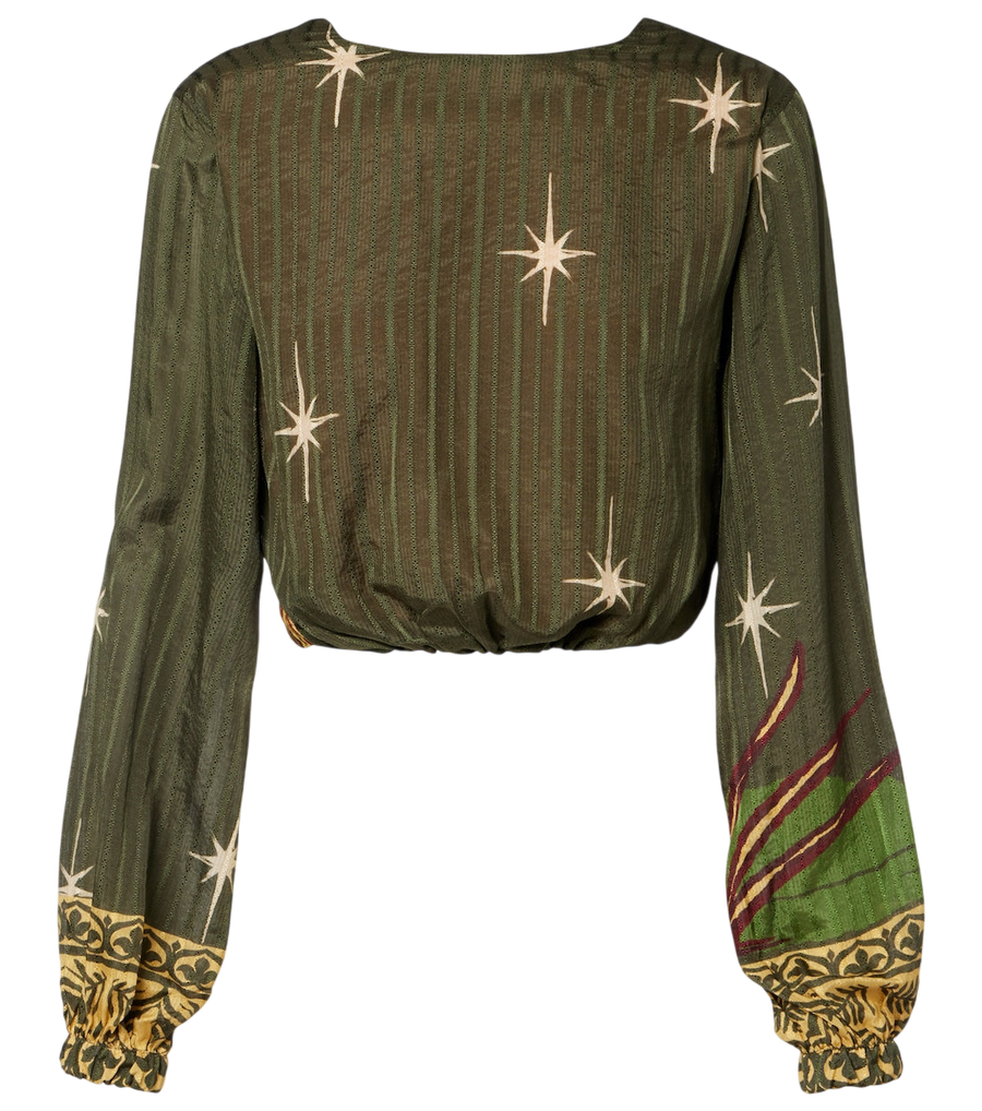 Blusa de Johanna Ortiz en jacquard de seda y algodón estampado