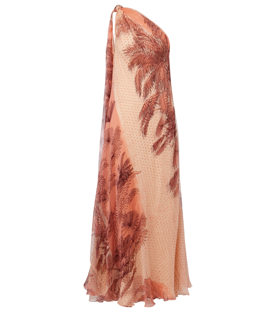 Johanna Ortiz Printed silk-blend lamé gown