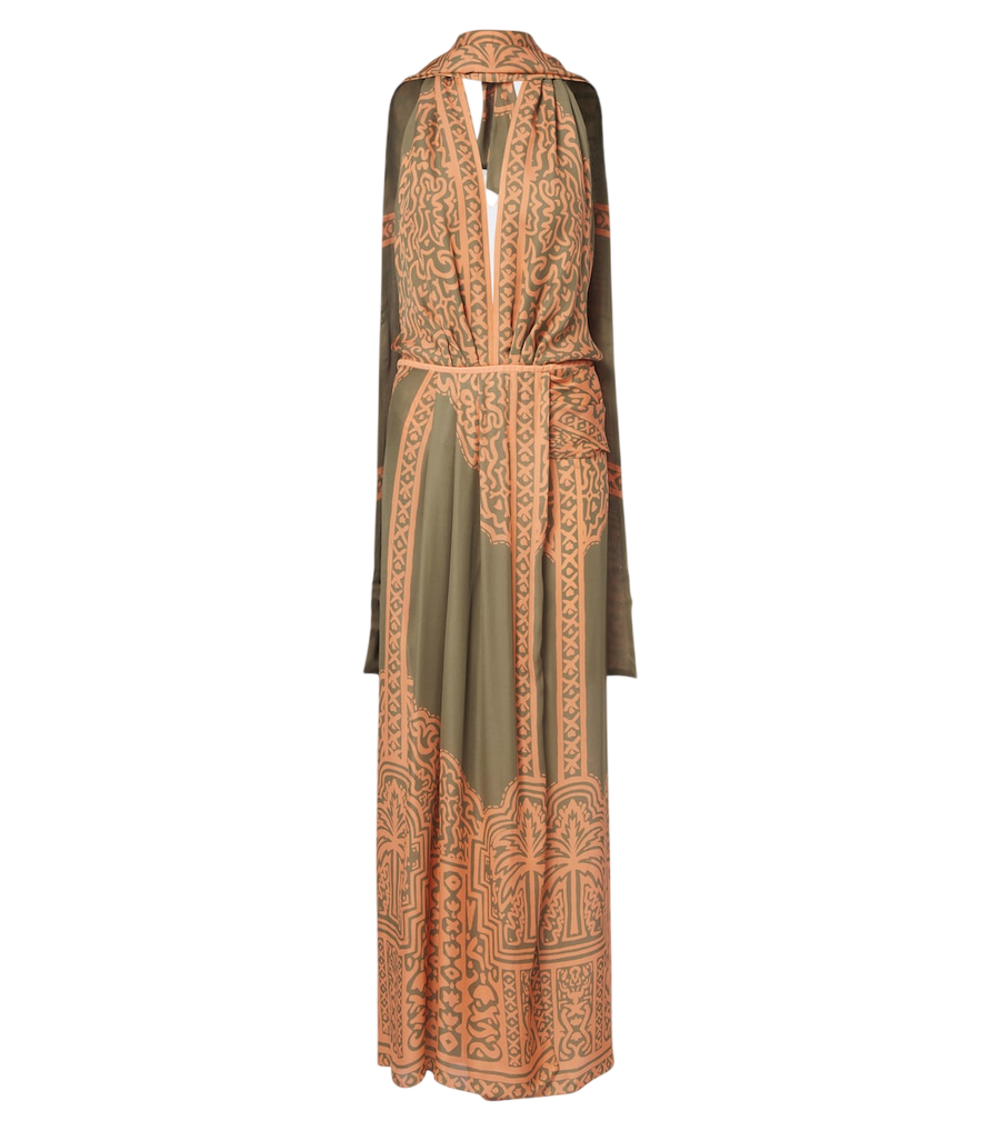 Vestido largo de seda estampada de Johanna Ortiz