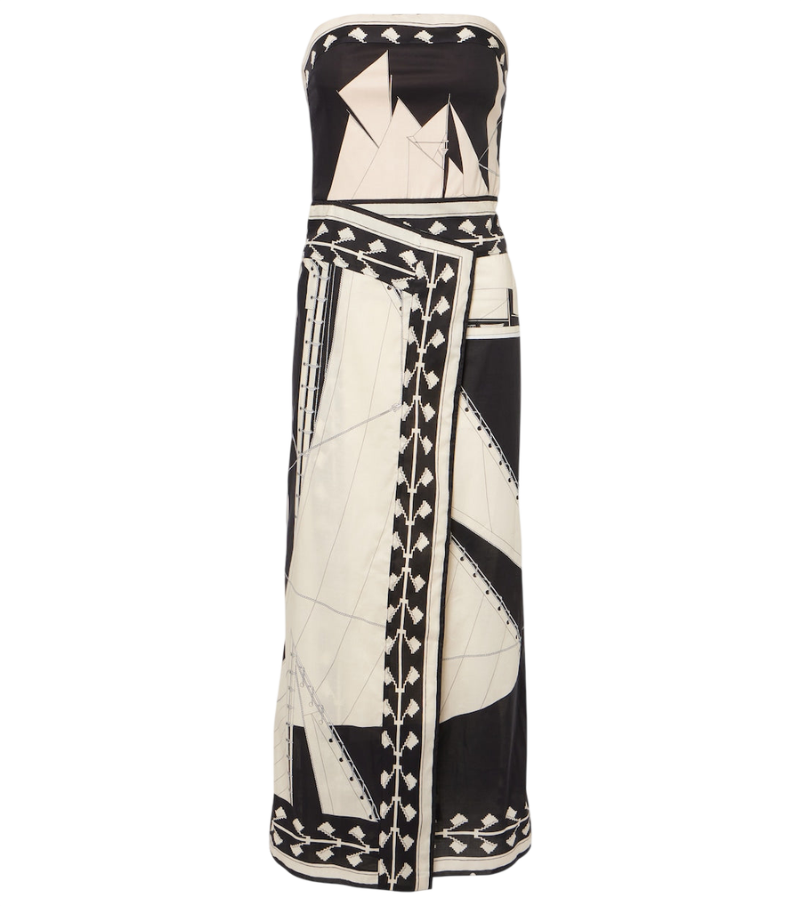 Johanna Ortiz Printed strapless midi dress