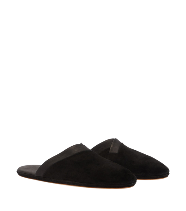 John Lobb Pantofole in pelle scamosciata con finiture in pelle