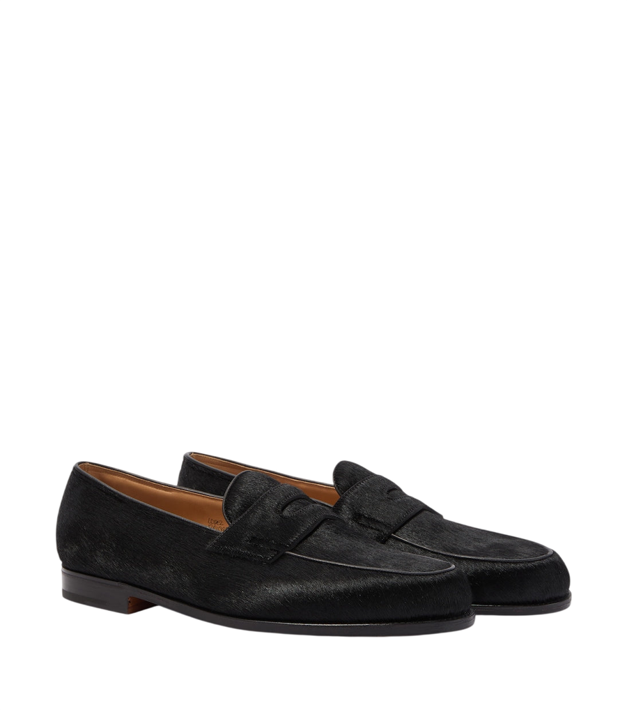 John Lobb Lopez calf hair penny loafers