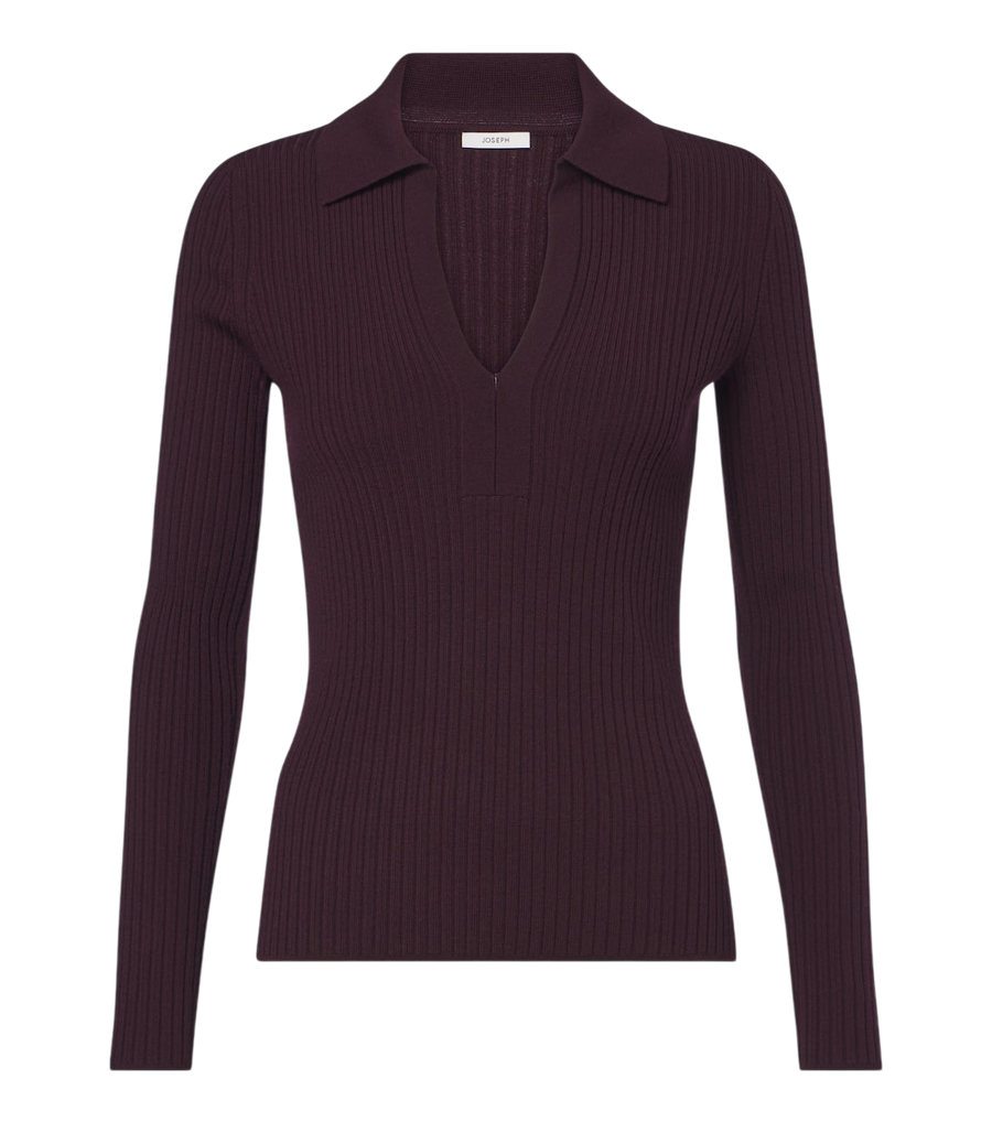 Joseph Ribbed-knit wool-blend polo sweater
