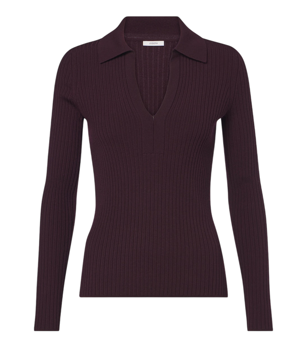 Joseph Ribbed-knit wool-blend polo sweater