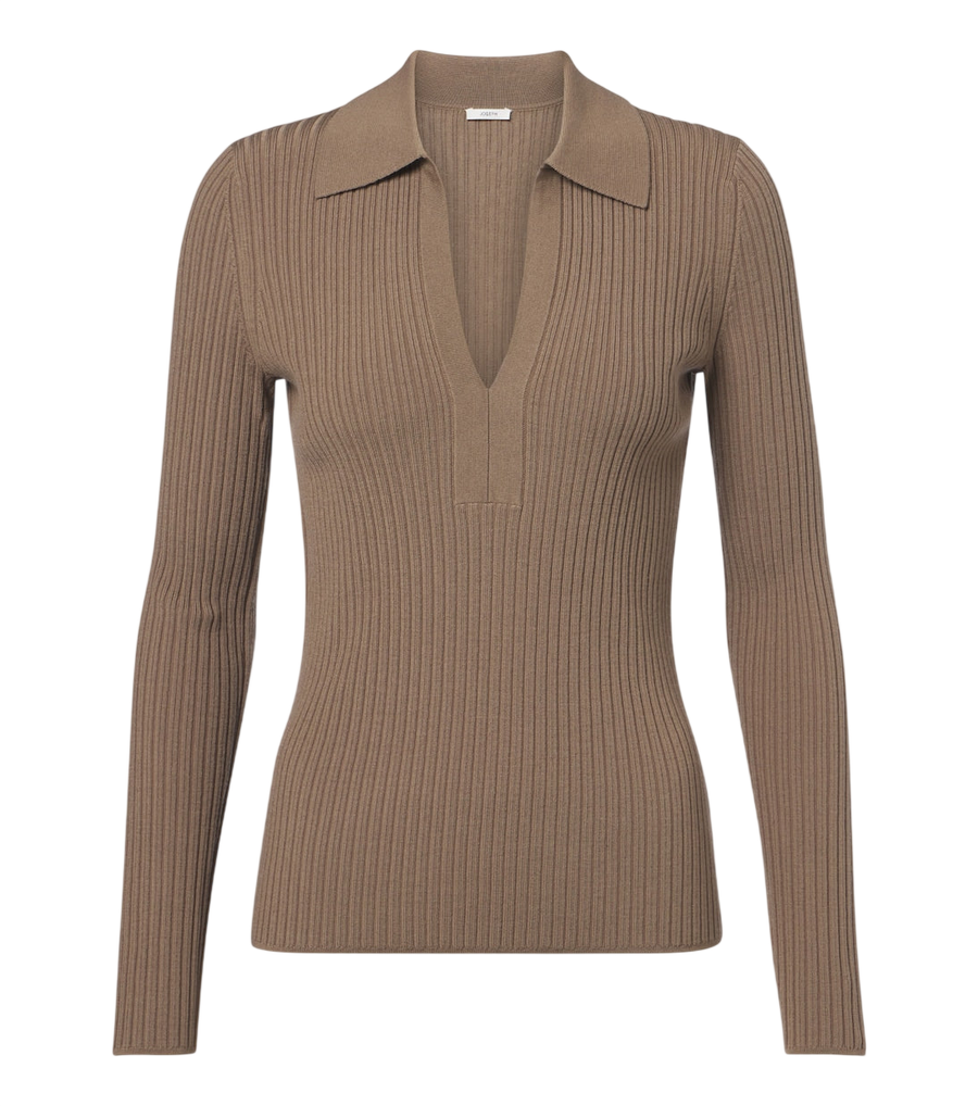 Joseph Ribbed-knit wool-blend polo sweater