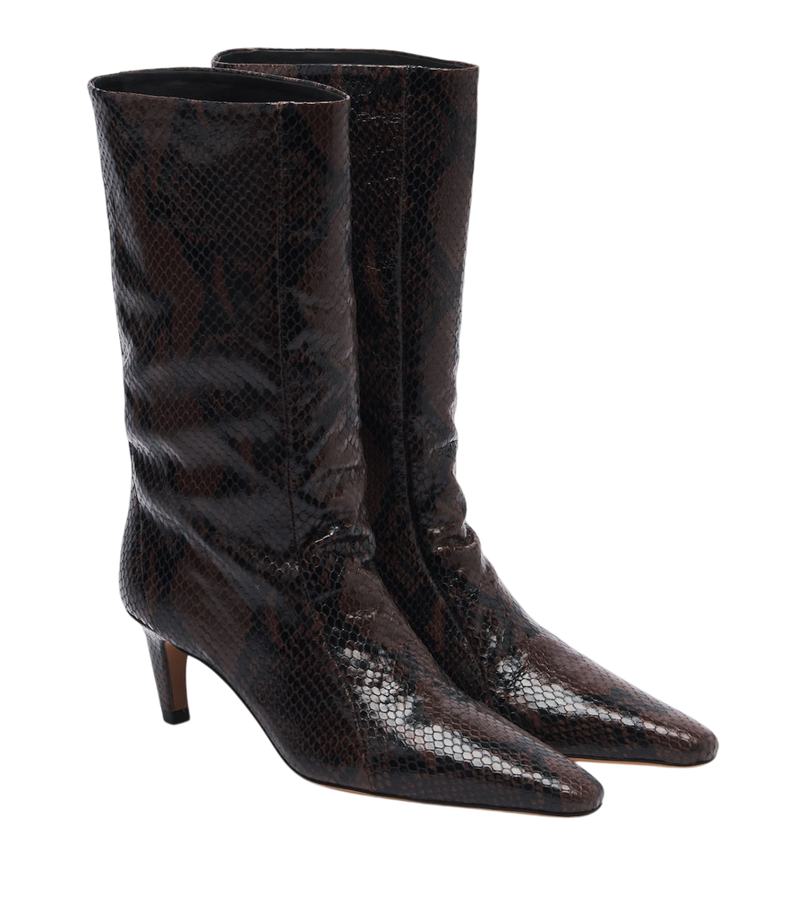 JUDE Cave snake-effect leather mid-calf boots