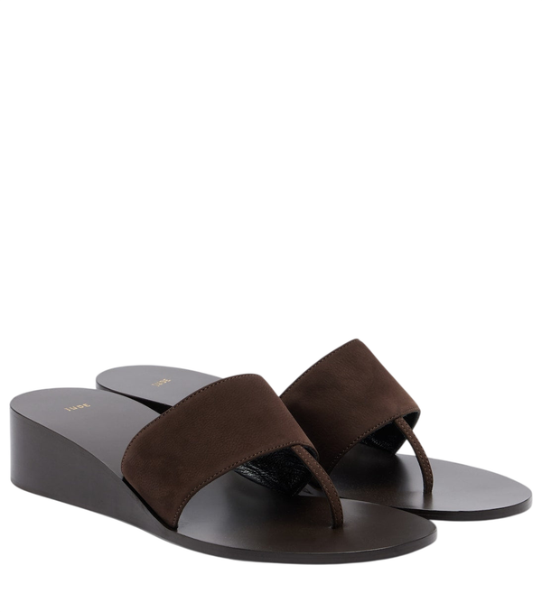 JUDE Lucille leather wedge thong sandals