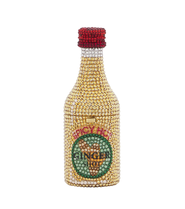 Judith Leiber Couture Mini pochette decorata con bottiglia di Ginger Shot