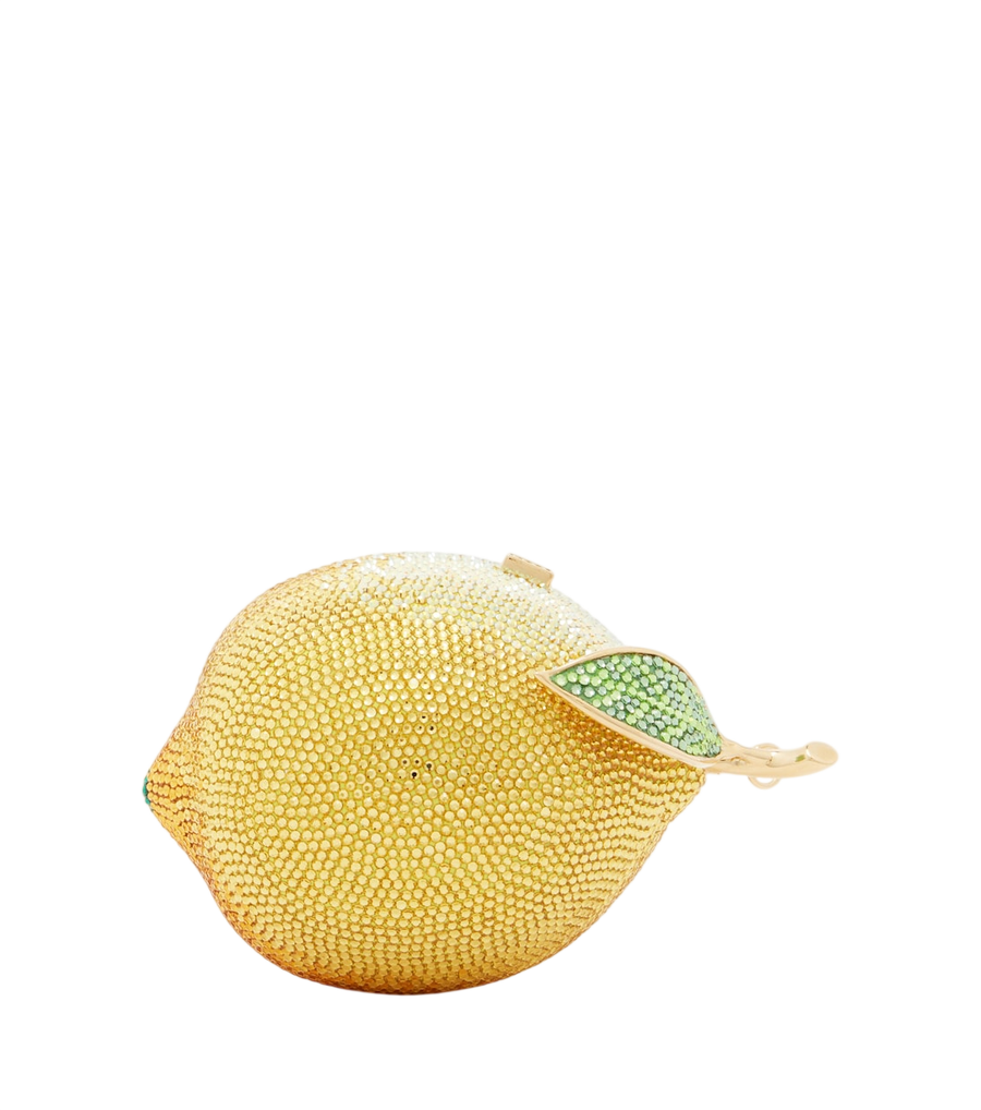 Pochette ornée Judith Leiber Couture motif citron