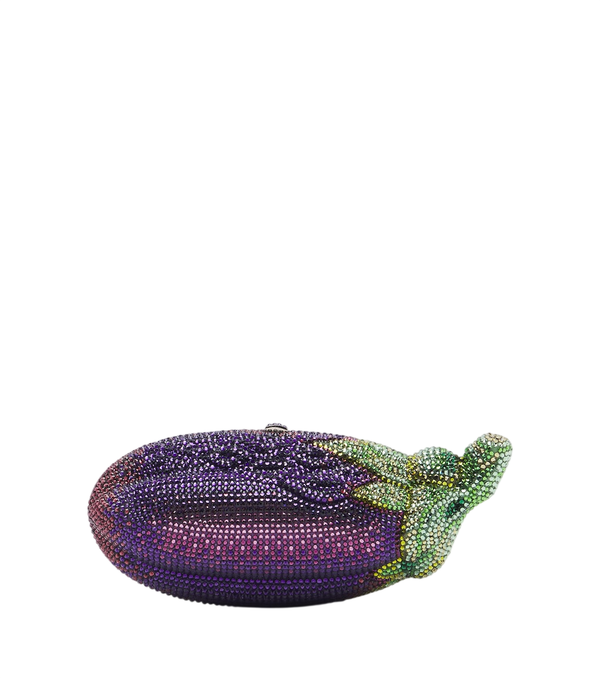 Judith Leiber Couture Pochette color melanzana impreziosita da cristalli