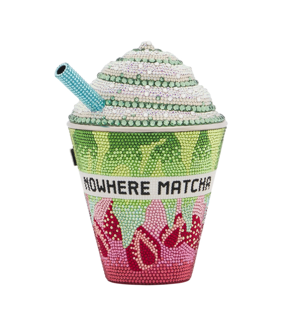 Bolso de mano Judith Leiber Couture Frozen Drink Matcha con pedrería