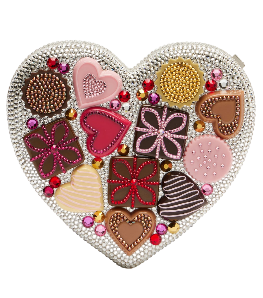Judith Leiber Couture Pochette piccola a forma di cuore con decorazioni in cristallo