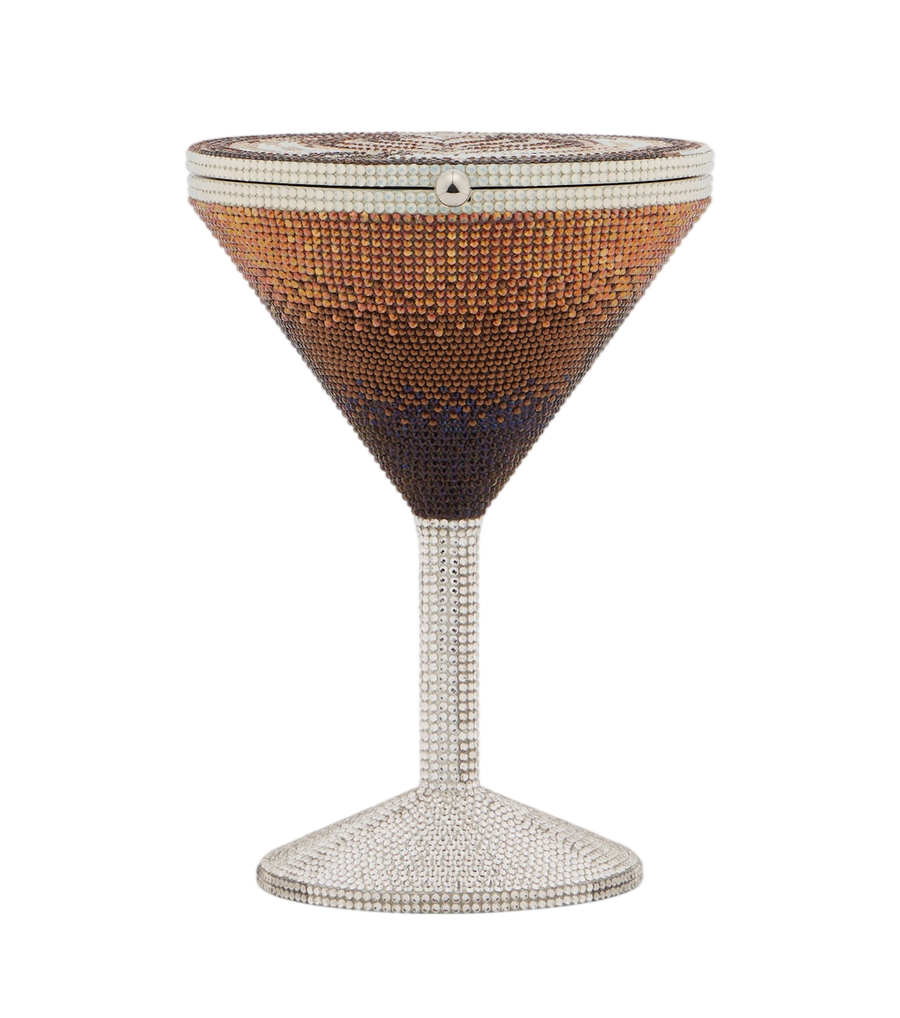 Bolso de mano tipo clutch Judith Leiber Couture Martini Espresso con adornos de cristal