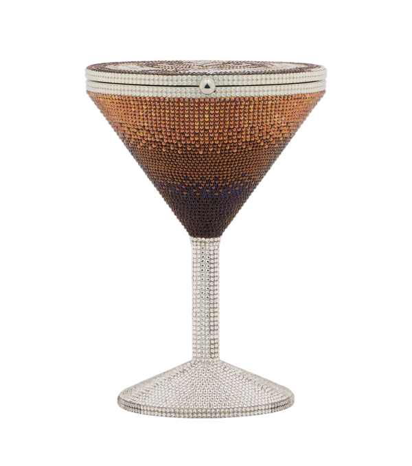 Judith Leiber Couture Pochette Martini Espresso con decorazioni in cristallo