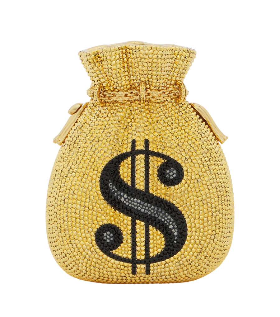 Clutch con cristales incrustados Money Bag de Judith Leiber Couture