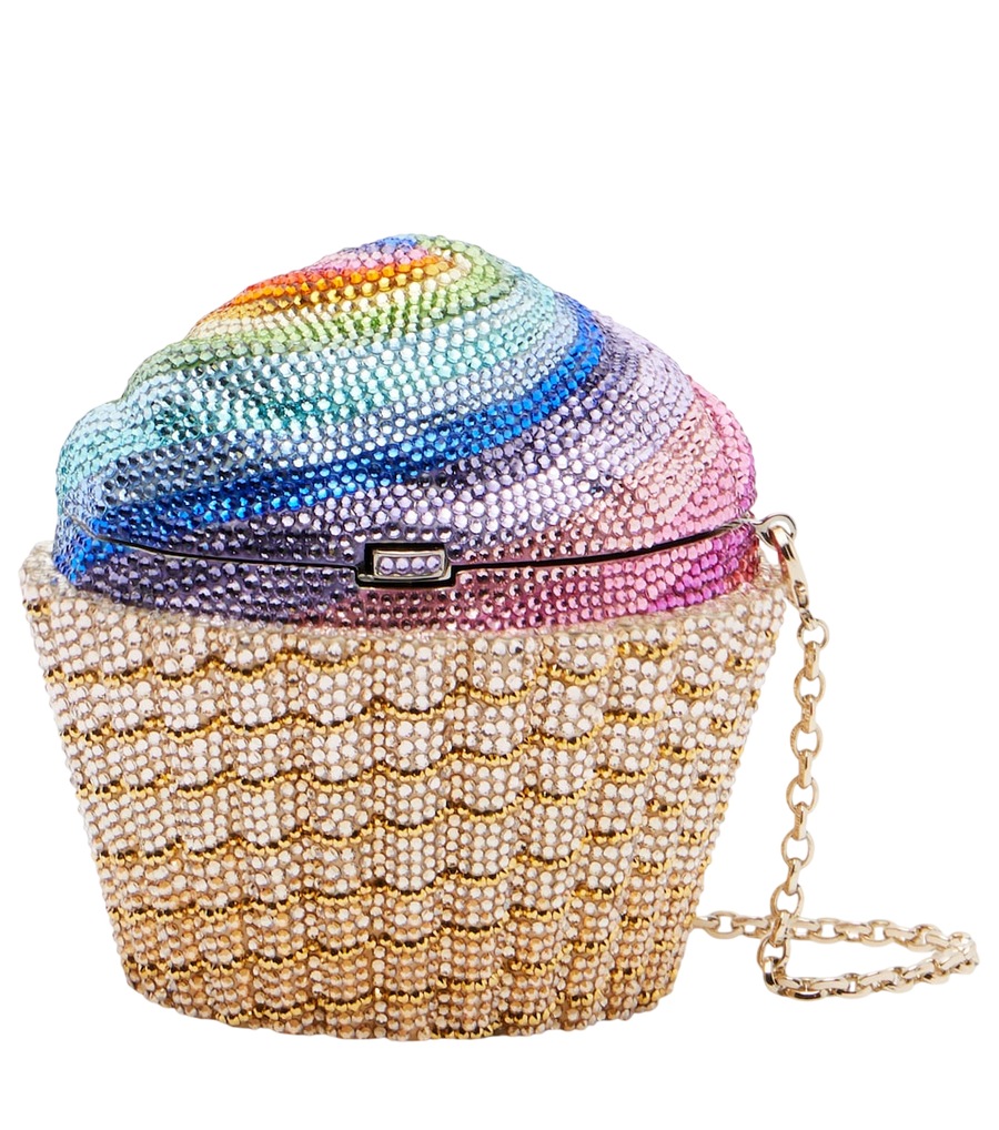 Bolso de mano Judith Leiber Couture Rainbow Cupcake con incrustaciones de cristales