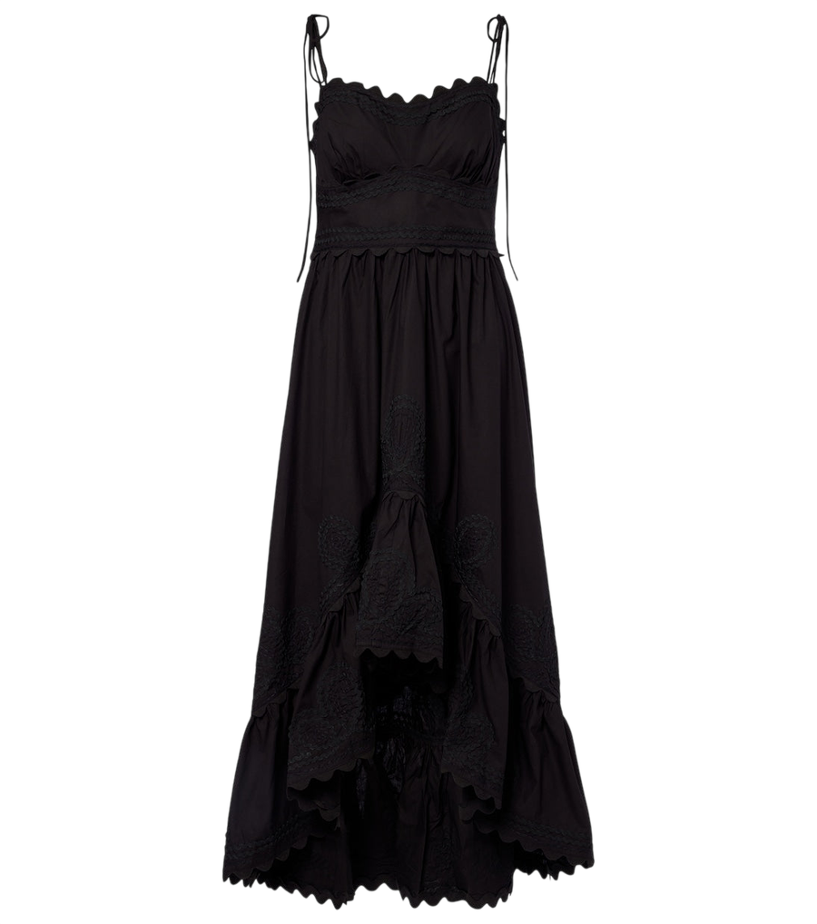 Robe midi asymétrique en coton brodé Juliet Dunn