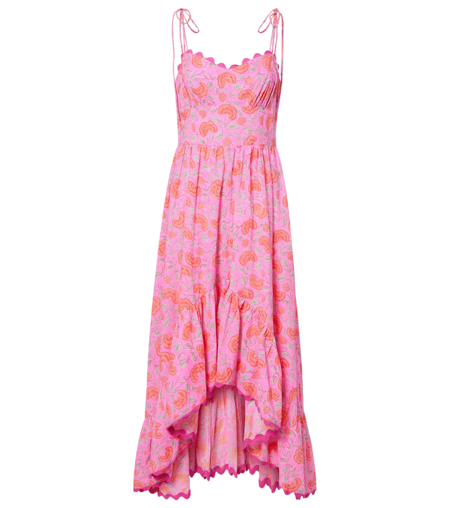 Robe midi asymétrique en coton à fleurs Juliet Dunn