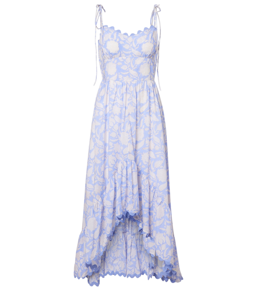 Robe midi asymétrique en coton à fleurs Juliet Dunn