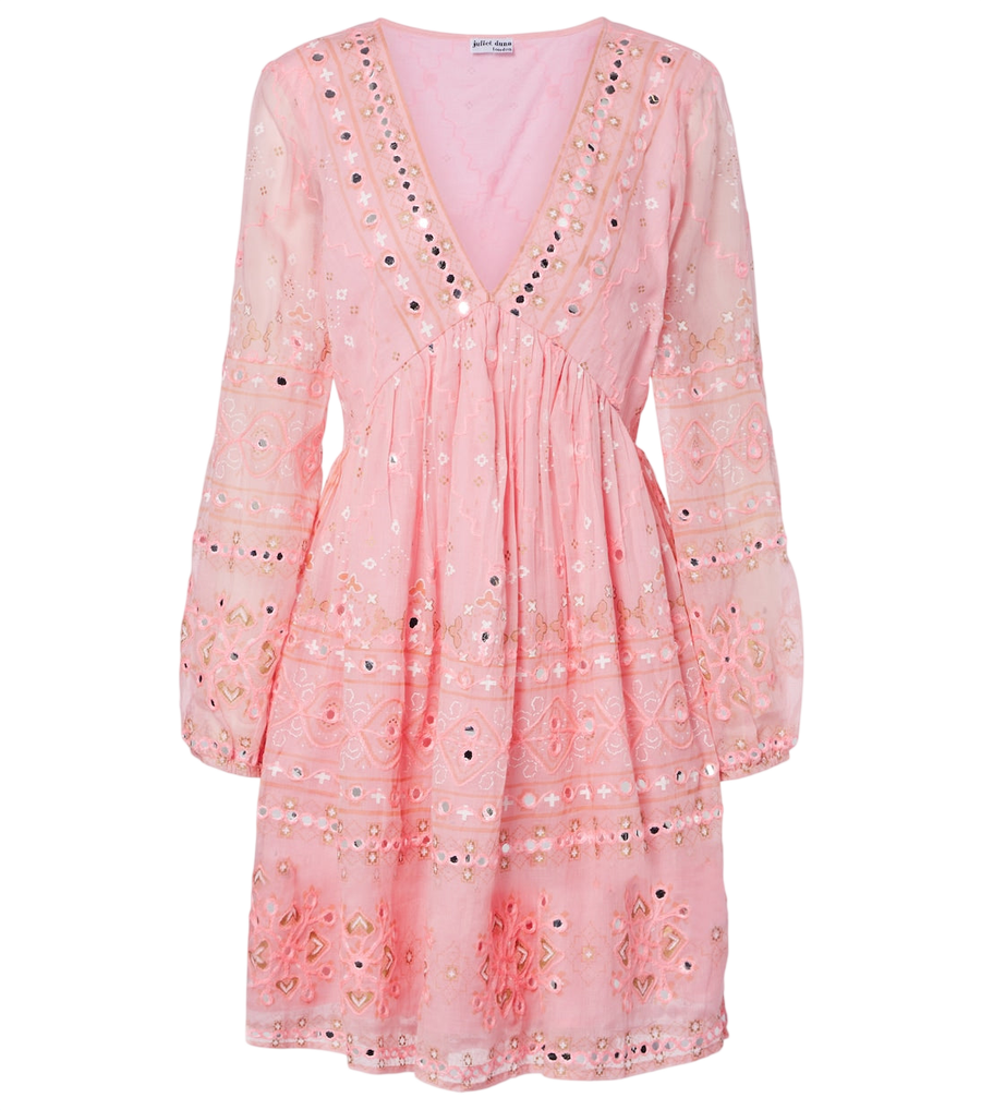 Juliet Dunn Embellished cotton minidress