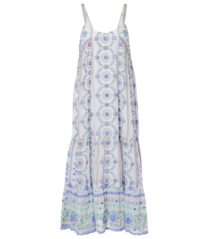 Juliet Dunn Embellished floral cotton midi dress