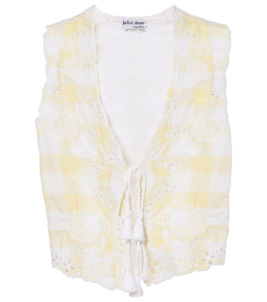 Juliet Dunn Embroidered checked cotton vest