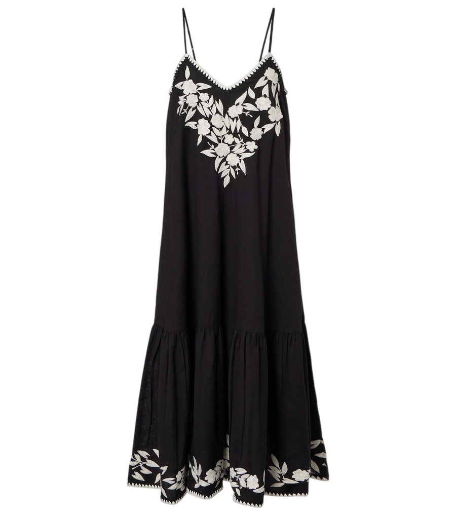 Robe midi Juliet Dunn en coton et lin brodé