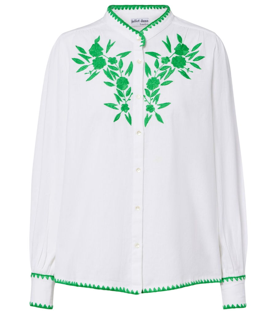 Juliet Dunn Embroidered cotton and linen shirt