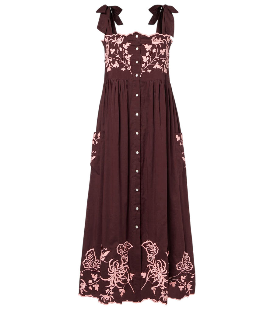 Juliet Dunn Embroidered cotton midi dress