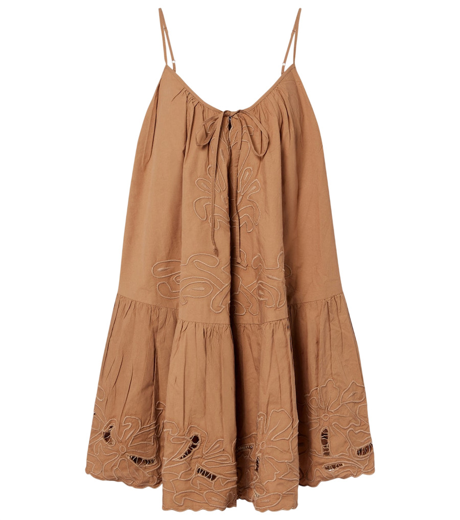 Juliet Dunn Embroidered cotton minidress